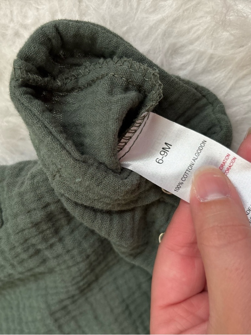 Tahari Baby Olive Green Safari Muslin Romper and Matching Hat Set - Picture 3 of 3